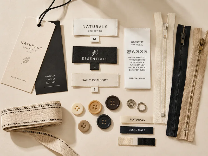 Labels and trims product sourcing example for apparel and accessories