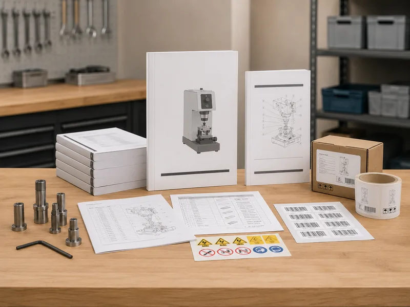 Manuals and labels product example for small machinery and industrial supplies sourcing