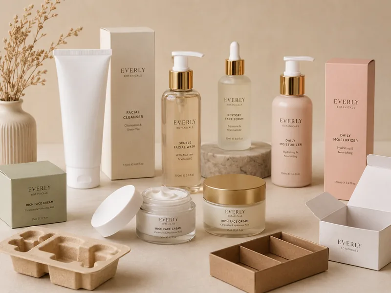 Packaging items product sourcing example for beauty and personal care