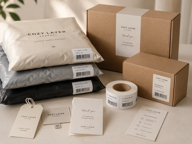 Retail packaging product sourcing example for apparel and accessories