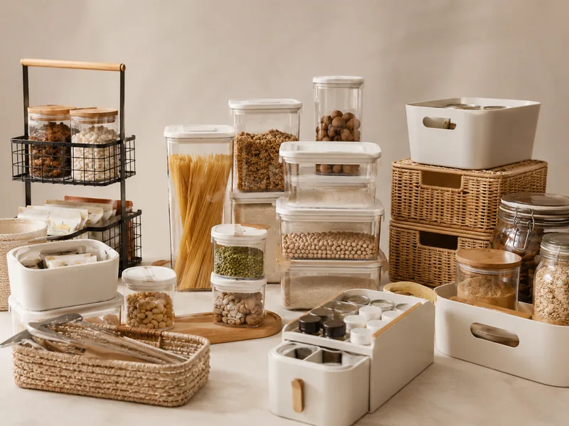 Storage and organization product sourcing example for kitchen and dining
