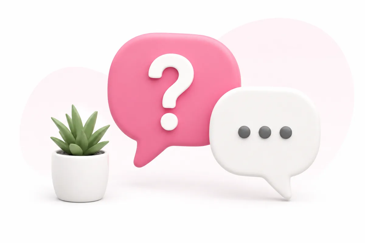 Question and chat bubble illustration for sourcing buyer questions
