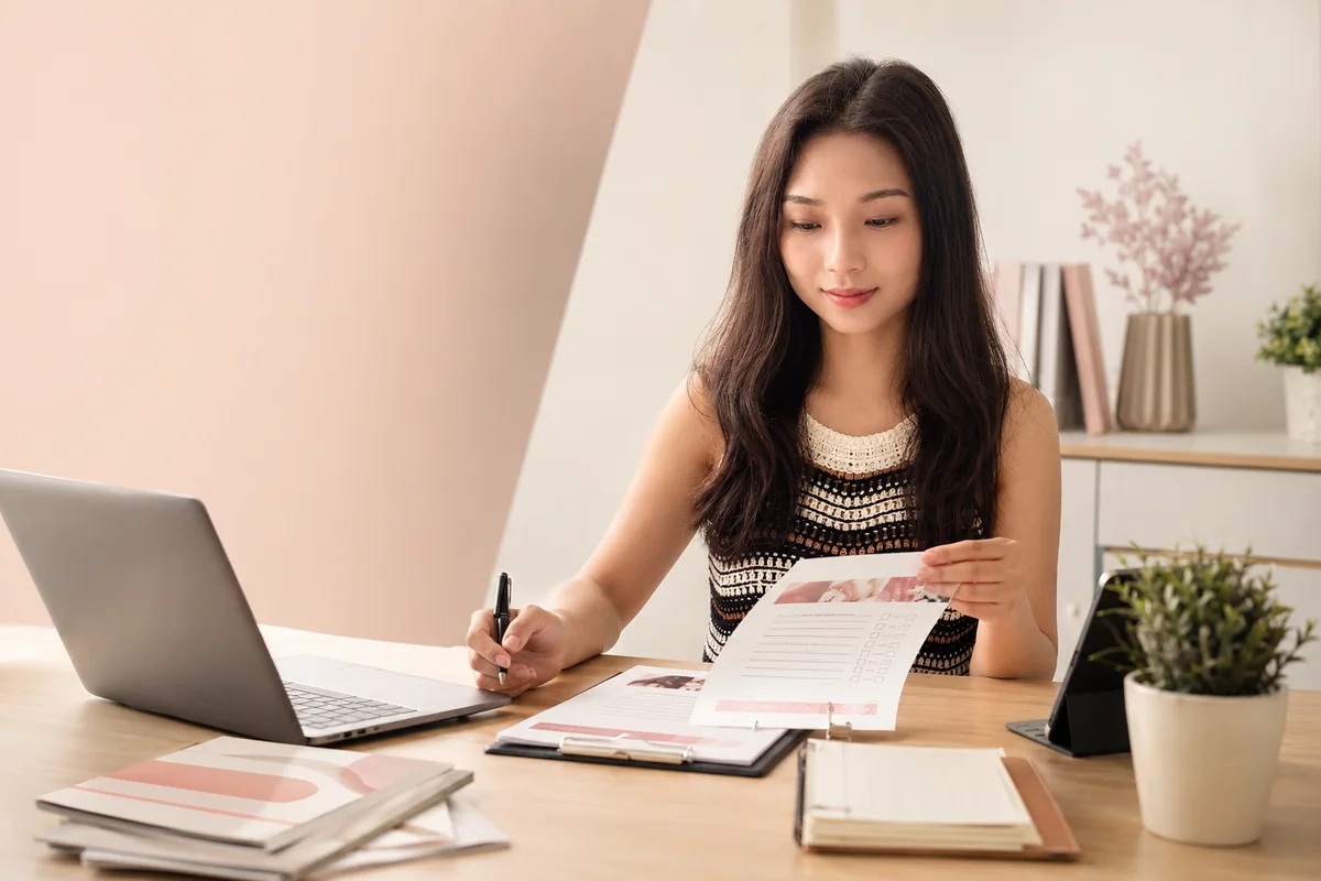 Kelsy checking sourcing service details and supplier documents